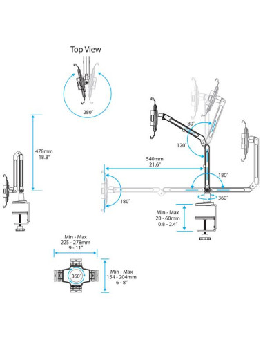 StarTech.com Supporto da Scrivania per Tablet - Braccio Articolato - Supporto per iPad o Android