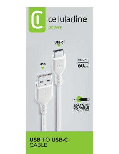 Cellularline Power Cable 60cm - USB-C Cavo USB-C per ricarica e trasferimento dati