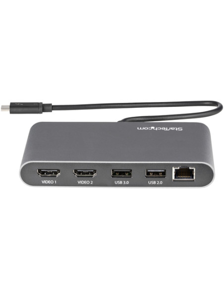 StarTech.com Mini Dock Thunderbolt 3 - Docking Station Portatile per Doppio Monitor HDMI 4K 60Hz, Hub 2x USB-A (3.0/2.0), GbE - 