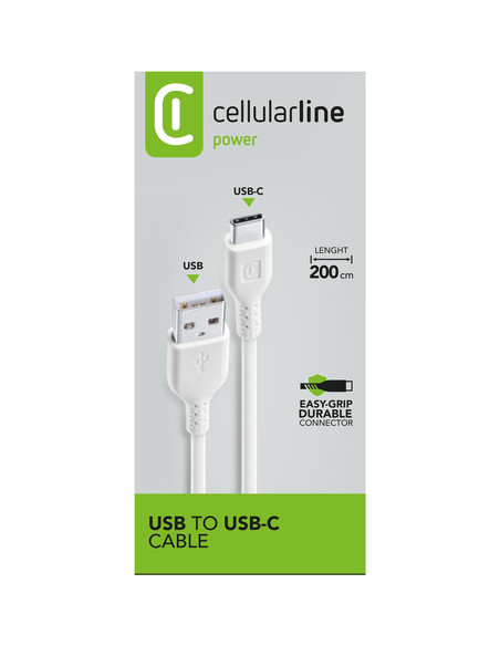 Cellularline Power Cable 200cm - USB-C Cavo USB-C per ricarica e trasferimento dati
