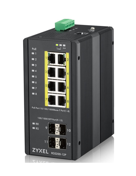 Zyxel RGS200-12P Gestito L2 Gigabit Ethernet (10/100/1000) Supporto Power over Ethernet (PoE) Nero
