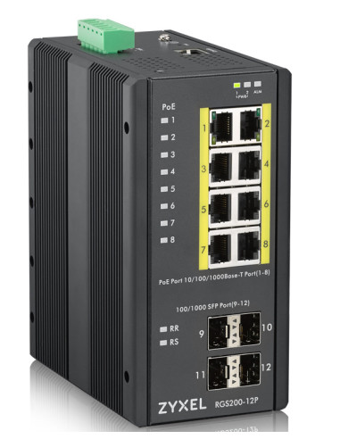 Zyxel RGS200-12P Gestito L2 Gigabit Ethernet (10/100/1000) Supporto Power over Ethernet (PoE) Nero
