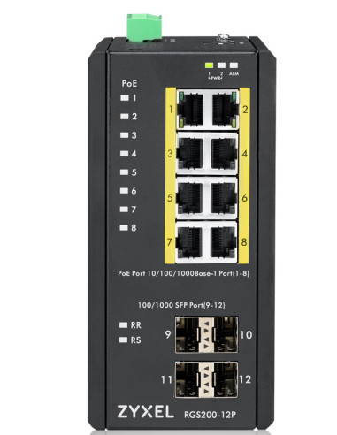 Zyxel RGS200-12P Gestito L2 Gigabit Ethernet (10/100/1000) Supporto Power over Ethernet (PoE) Nero