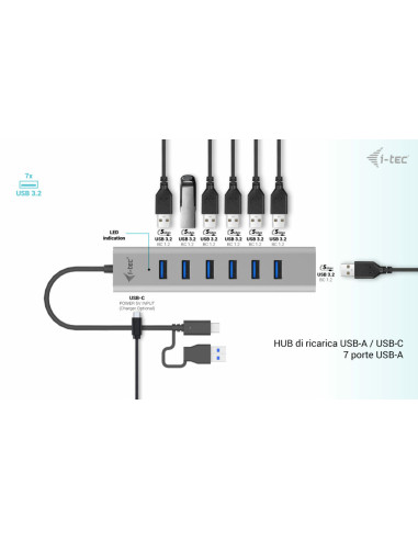 i-tec USB-C/USB-A Charging Metal HUB 7 Port