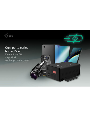 i-tec USB-C/USB-A Metal Charging + data HUB, 15W per port, 10x USB-C