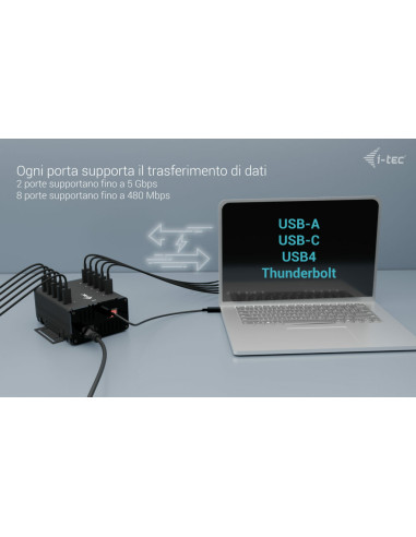 i-tec USB-C/USB-A Metal Charging + data HUB, 15W per port, 10x USB-C