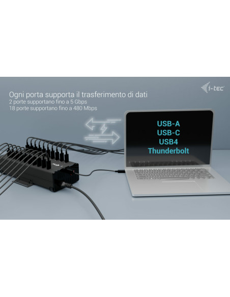 i-tec USB-C/USB-A Metal Charging + data HUB, 15W per port, 20x USB-C