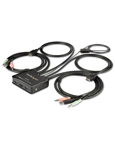 StarTech.com Switch KVM HDMI a 2 porte 4K 60Hz - Switch KVM compatto a doppia porta UHD/Ultra HD USB con cavi da 4 piedi integra