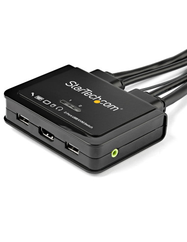 StarTech.com Switch KVM HDMI a 2 porte 4K 60Hz - Switch KVM compatto a doppia porta UHD/Ultra HD USB con cavi da 4 piedi integra