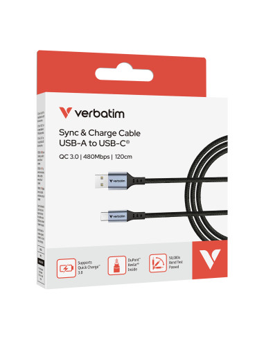 Verbatim 31843 cavo USB USB 2.0 1,2 m USB A USB C Nero