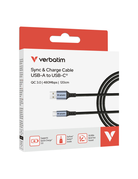 Verbatim 31843 cavo USB USB 2.0 1,2 m USB A USB C Nero