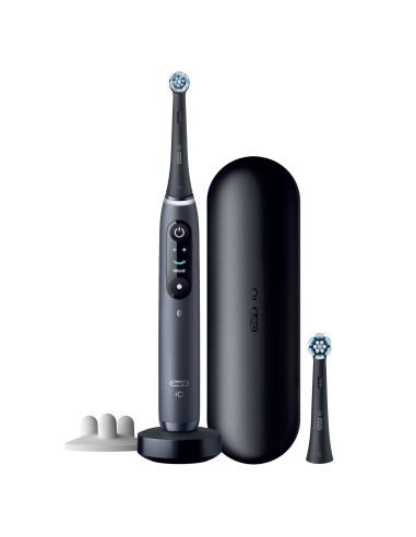 Oral-B iO Spazzolino Elettrico Ricaricabile 8S Nero, 2 Testine, 1 Custodia Da Viaggio, 1 Spazzolino