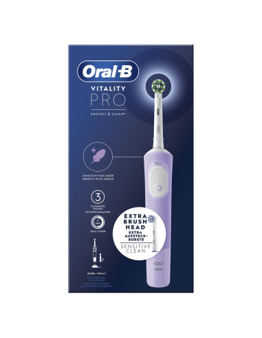 Oral-B Vitality Spazzolino Elettrico Ricaricabile Pro Viola, 2 Testine