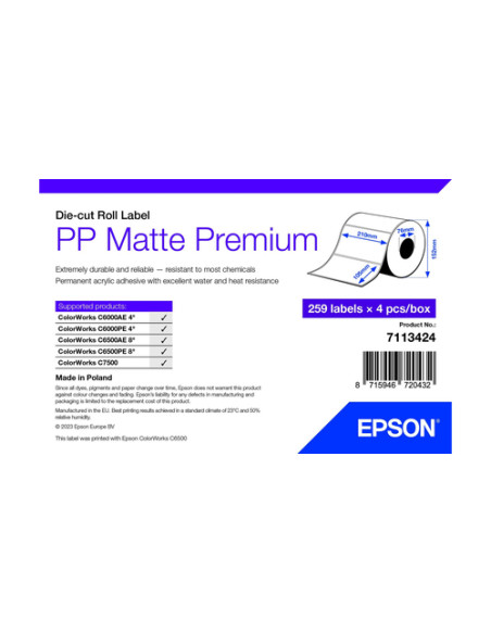 Epson 7113424 etichetta per stampante Bianco Etichetta per stampante autoadesiva