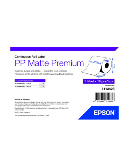 Epson 7113428 etichetta per stampante Bianco Etichetta per stampante autoadesiva