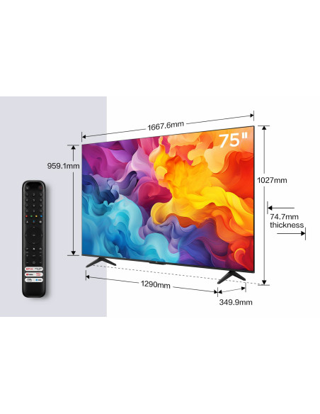 TCL P61 Smart TV Ultra HD 4K 75" 75P61B, Dolby Audio, Controlli vocali, Google TV