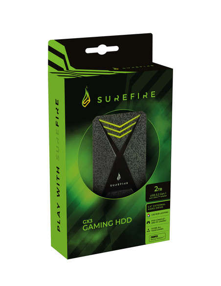 SureFire Gaming disco rigido esterno 2 TB 2.5" Micro-USB B 3.2 Gen 1 (3.1 Gen 1) Nero, Grigio