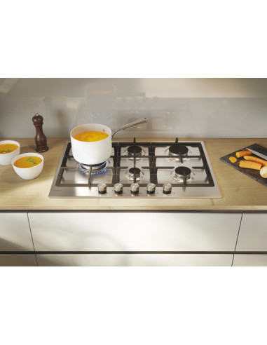 Candy CHG7WL4WTX Acciaio inox Da incasso 74.5 cm Gas 5 Fornello(i)