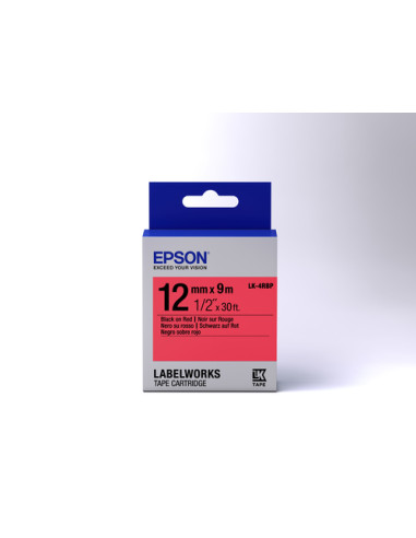 Epson Nastro fondo Pastello Rosso per testo Nero 12/9 LK-4RBP