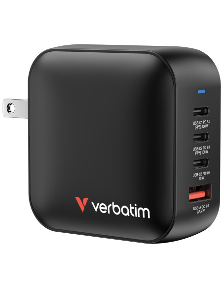 Verbatim Mini GaN Charger 100W Universale Nero AC Ricarica rapida Interno