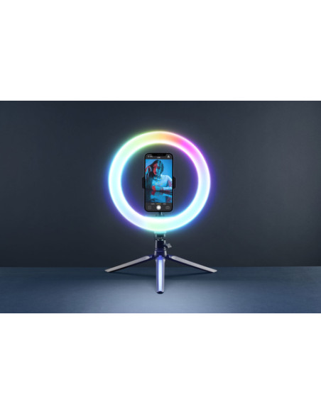 Tech Pop Selfie Ring Multicolor - Universale Anello led con modalità RGB a luminosità regolabile e treppiede per riprese video
