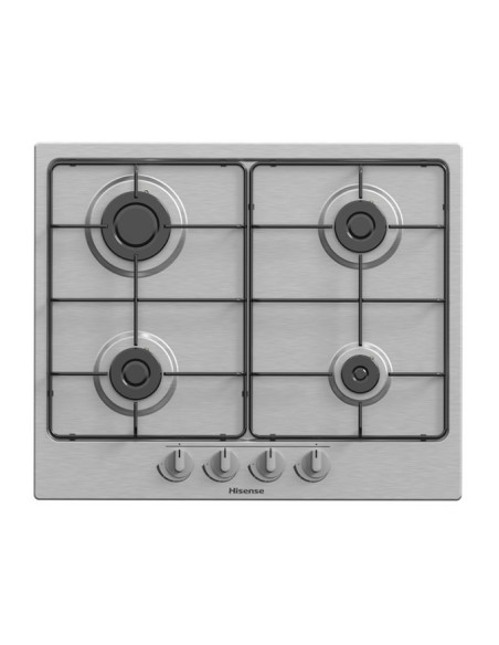 Hisense GM642XF piano cottura Nero, Acciaio inox Da incasso 61 cm Gas 4 Fornello(i)