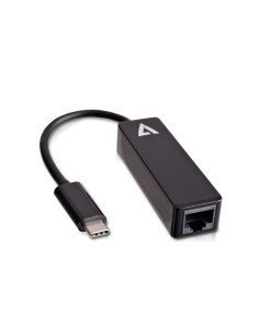 V7 Adaptador USB negro de vídeo con conector USB-C macho a RJ45 hembra