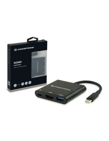 Conceptronic DONN01B replicatore di porte e docking station per laptop USB 3.2 Gen 1 (3.1 Gen 1) Type-C Nero