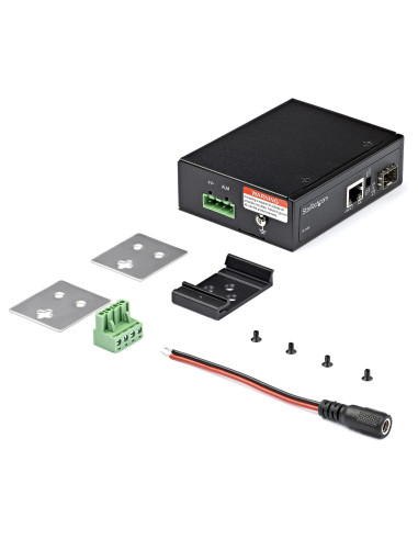 StarTech.com Media converter fibra a Ethernet 60W - Convertitore gigabit fibra ottica rame per uso industriale - PoE+ Media conv