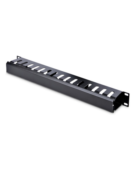 StarTech.com Pannello Gestione Cavi 1U Orizzontale per armadi rack 19" - Pannello passacavi orizzontale con fessure e coperchio 