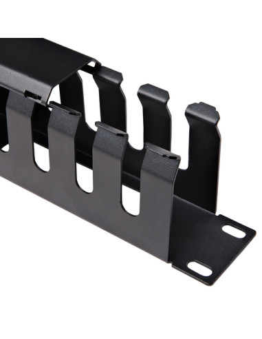 StarTech.com Pannello Gestione Cavi 1U Orizzontale per armadi rack 19" - Pannello passacavi orizzontale con fessure e coperchio 