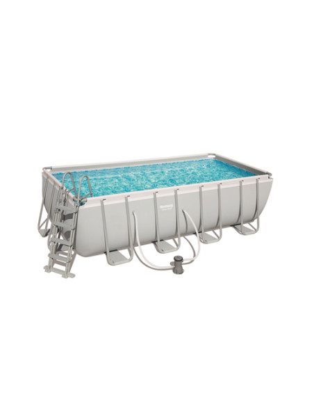 Bestway Power Steel Piscina Rettangolare mis. 488x244xh122 cm - 56670 - il kit include pompa filtro, cartuccia, copertura, scale