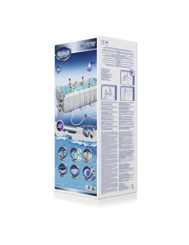 Bestway Power Steel Piscina Rettangolare mis. 488x244xh122 cm - 56670 - il kit include pompa filtro, cartuccia, copertura, scale