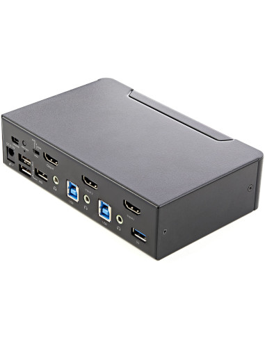 StarTech.com KVM Switch HDMI a 2 porte - Monitor singolo 4K 60Hz Ultra HD HDR - Switch KVM HDMI 2.0 per PC con 2 porte USB 3.0 H