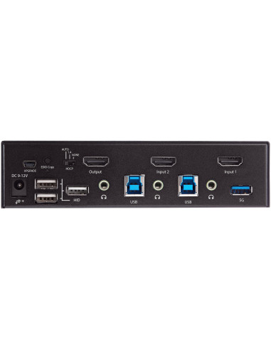 StarTech.com KVM Switch HDMI a 2 porte - Monitor singolo 4K 60Hz Ultra HD HDR - Switch KVM HDMI 2.0 per PC con 2 porte USB 3.0 H