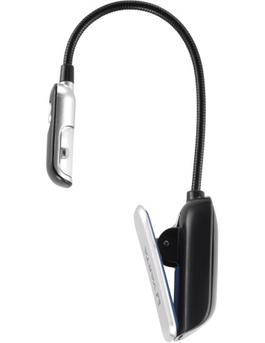 Varta Book Light (incl. 2x CR2032 Celle a bottone, con impugnatura a clip e collo flessibile) argento/nero, luce a clip