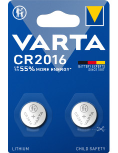 Varta LITHIUM Coin CR2016 (Batteria a bottone, 3V) Blister da 2