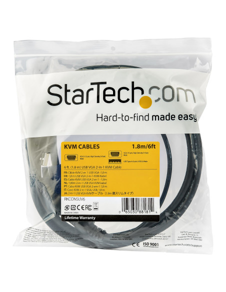 StarTech.com Cavo KVM USB da 1,8m per Console Montabile ad Armadio Rack