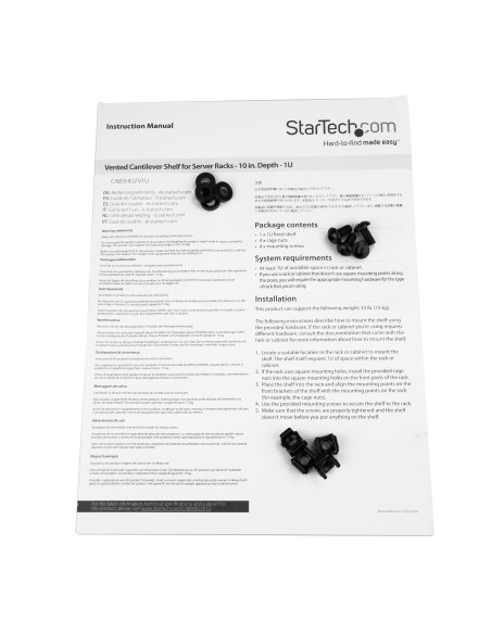StarTech.com Ripiano Rack 19" 2U - Mensola Universale ventilata per rack e armadi di Rete da 19 pollici - Scaffale in Acciaio re