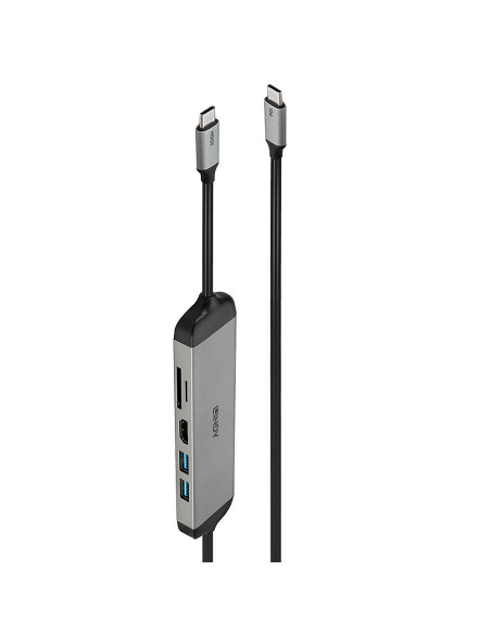 Lindy 43326 replicatore di porte e docking station per laptop Cablato USB 3.2 Gen 1 (3.1 Gen 1) Type-C Nero, Grigio