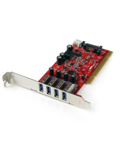 StarTech.com Scheda Pci con 4 porte USB 3.0 (5Gbps) SuperSpeed con alimentazione SATA/SP4