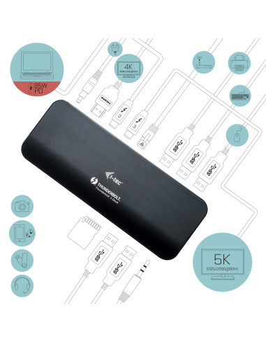 i-tec Metal Thunderbolt 3 Dual 4K Docking Station + Power Delivery 65W