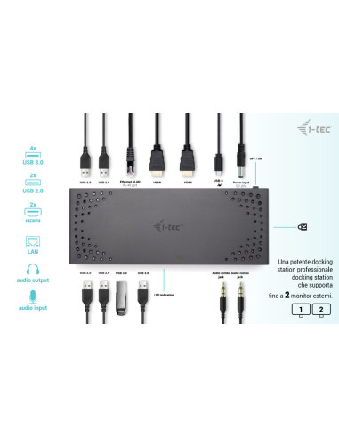 i-tec USB 3.0 / USB-C / Thunderbolt Dual Display Docking Station + Power Delivery 100W