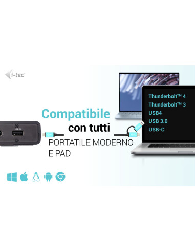 i-tec USB 3.0 / USB-C / Thunderbolt Dual Display Docking Station + Power Delivery 100W