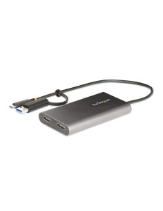StarTech.com Adattatore da USB-C a HDMI - Convertitore da USB tipo C o A a 2x HDMI per laptop - 4K 60Hz 100W Power Delivery Pass