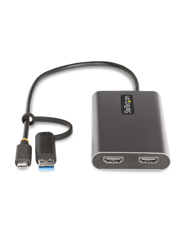 StarTech.com Adattatore da USB-C a HDMI - Convertitore da USB tipo C o A a 2x HDMI per laptop - 4K 60Hz 100W Power Delivery Pass