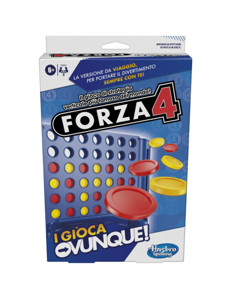 Hasbro Gaming Forza 4, I Gioca Ovunque, gioco portatile per 2 giocatori, gioco da viaggio per bambini e bambine