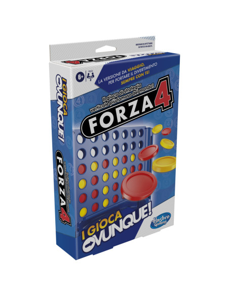 Hasbro Gaming Forza 4, I Gioca Ovunque, gioco portatile per 2 giocatori, gioco da viaggio per bambini e bambine