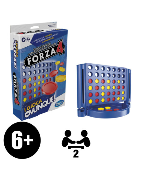 Hasbro Gaming Forza 4, I Gioca Ovunque, gioco portatile per 2 giocatori, gioco da viaggio per bambini e bambine