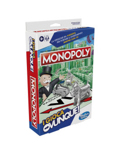 Monopoly I Gioca Ovunque, gioco per bambini e bambine dagli 8 anni in su, gioco portatile per 2-4 giocatori, gioco da viaggio pe 2